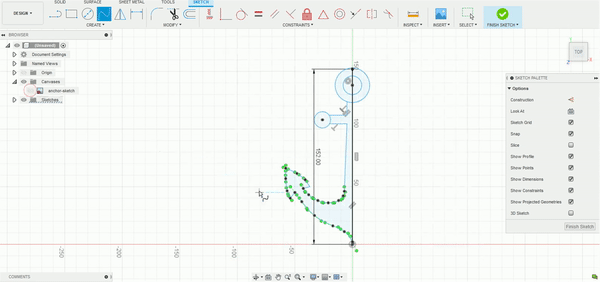 how to mirror a sketch across a vertical axis in Autodesk Fusion 360