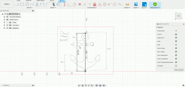 how to trace over a 2D sketch canvas image in Autodesk Fusion 360