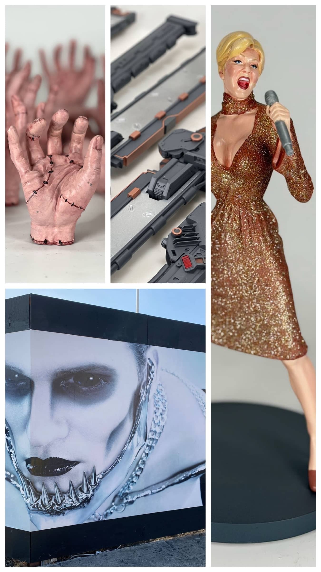 Custom 3D printed props for film, TV, commercials, brand activations, and broadcast productions in Los Angeles. Design, fabrication, chrome plating, gold plating, and camera-ready finishing. NDA compliant. Rush available.